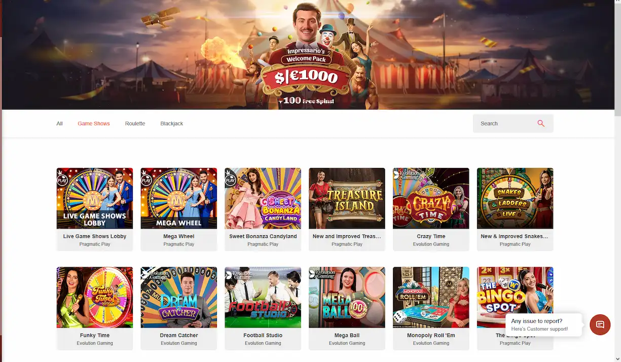 Live-Casino von Impressario Casino mit echten Dealern